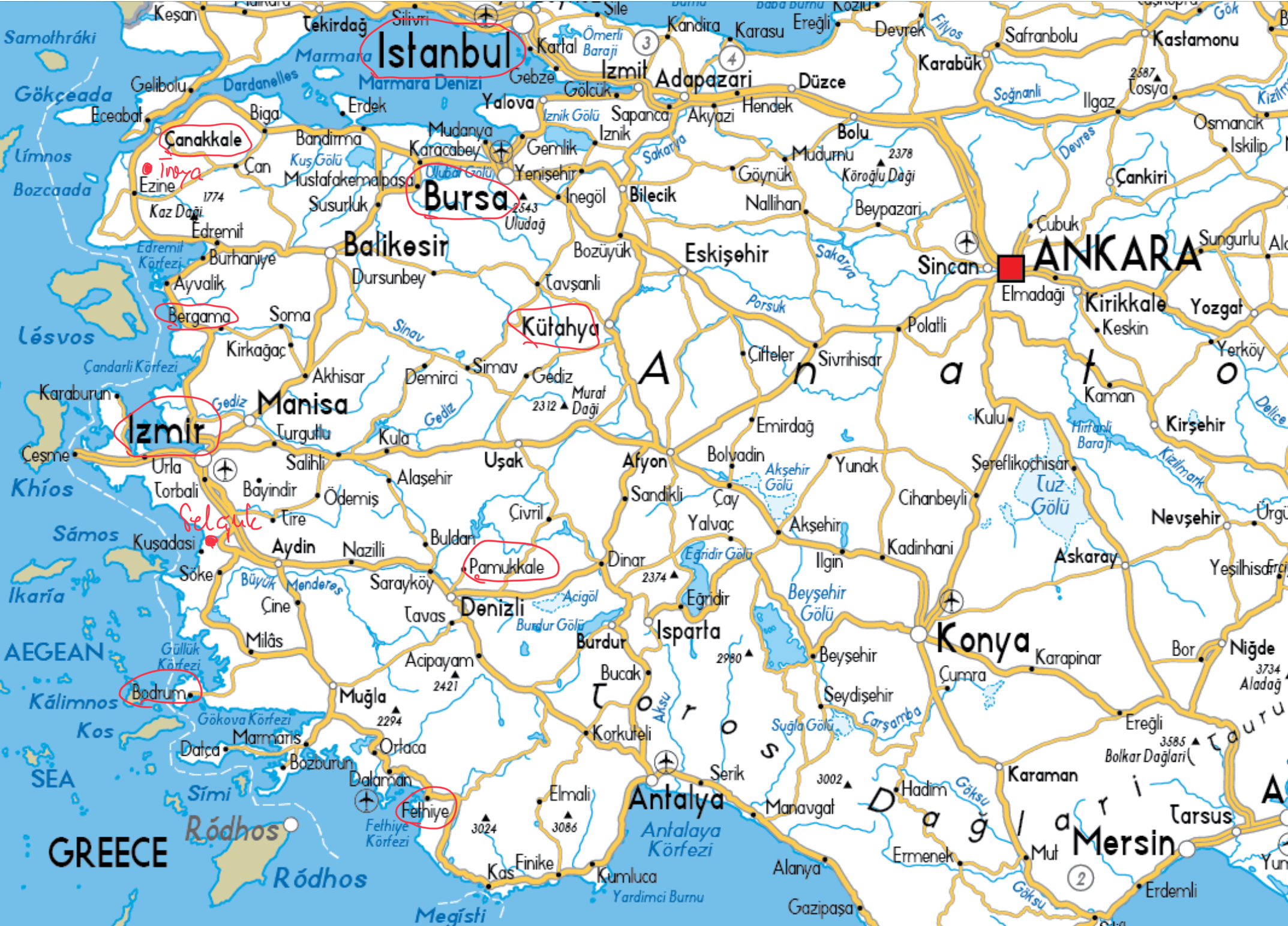 Reiseroute Türkei