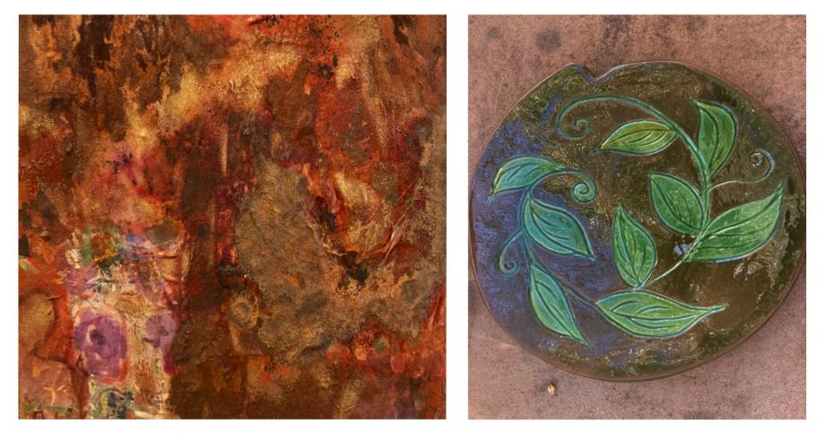 collage and ceramic plate